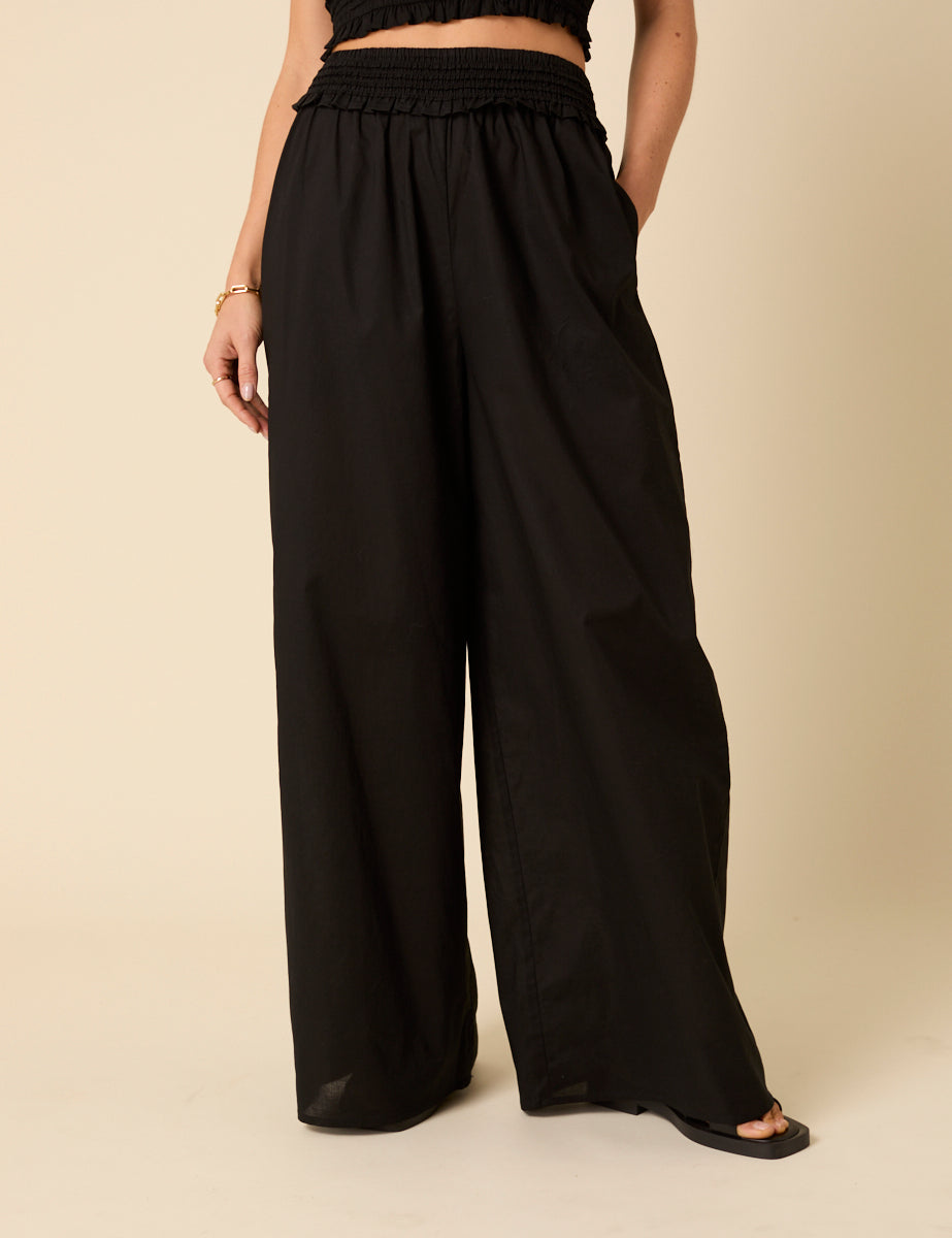【BAON】Zevner Banding Nylon Wide Pants 001_black_526b56ff-4b91-4ee0-